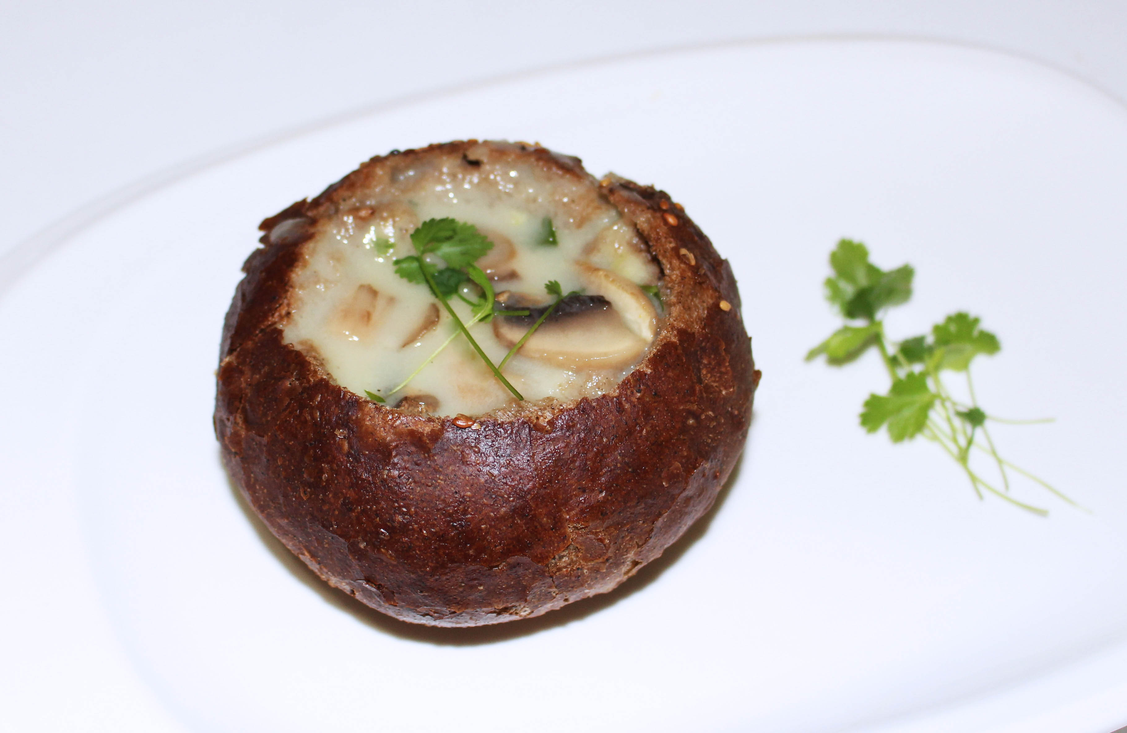 Creamy Mushroom Soup In A Bread Bowl