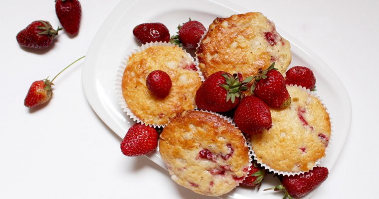 Strawberry Muffins with White Chocolate