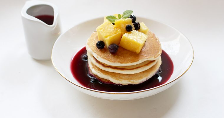 Buttermilk Pancakes with Blackberry Syrup
